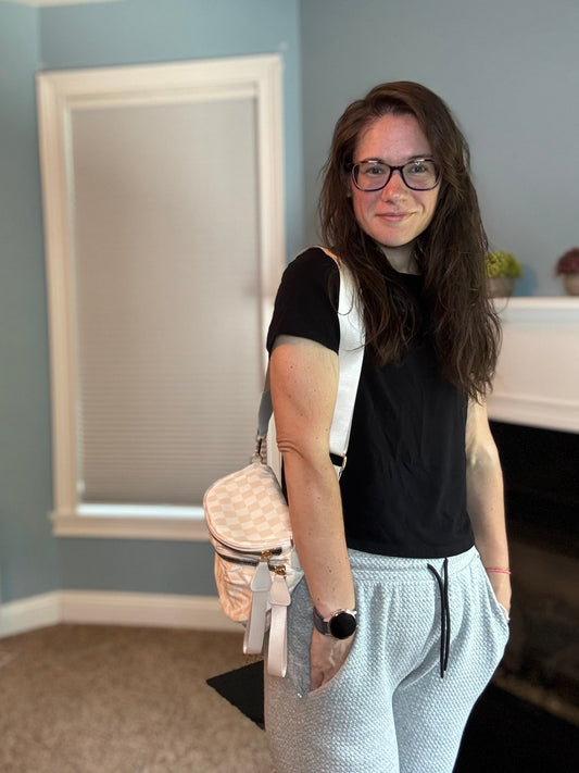 The Roni Nylon Crossbody - Checkered Beige - PREORDER