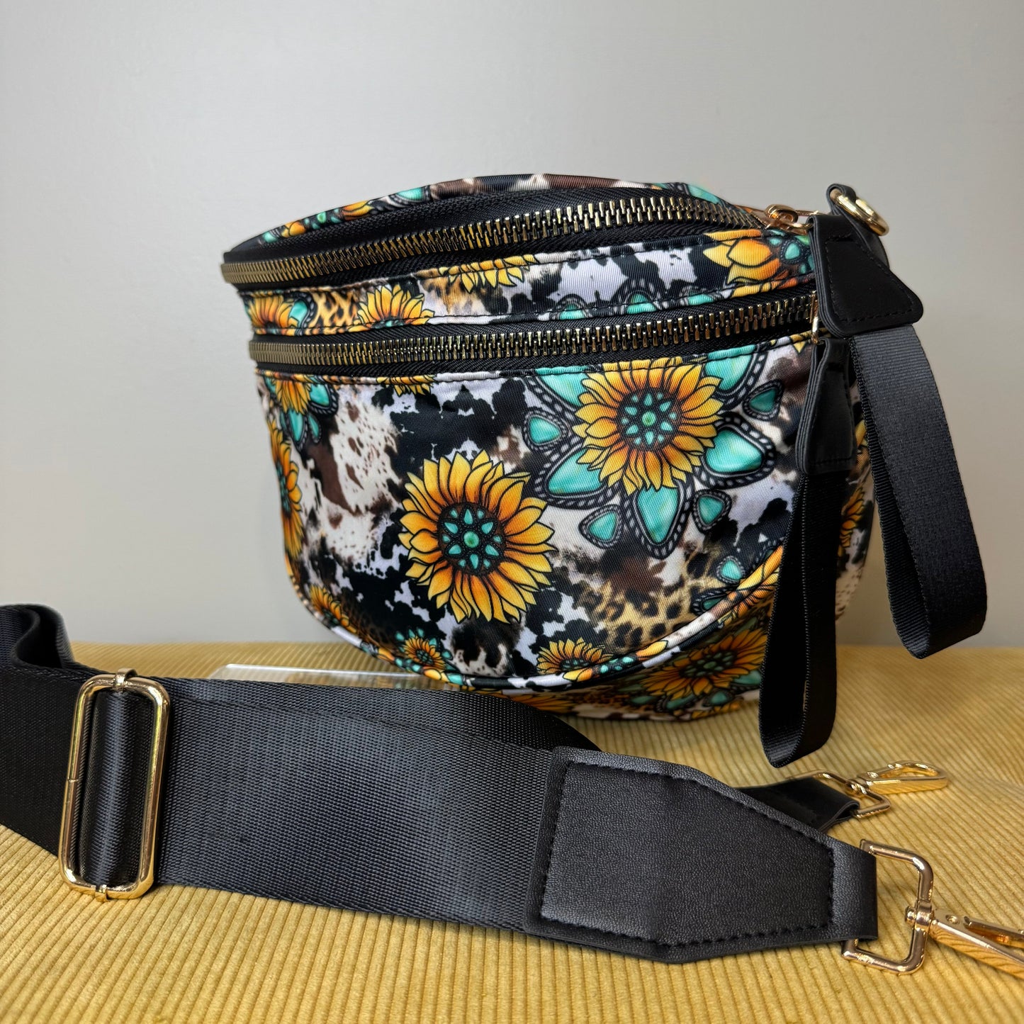 The Roni Nylon Crossbody - Turquoise Sunflower - PREORDER