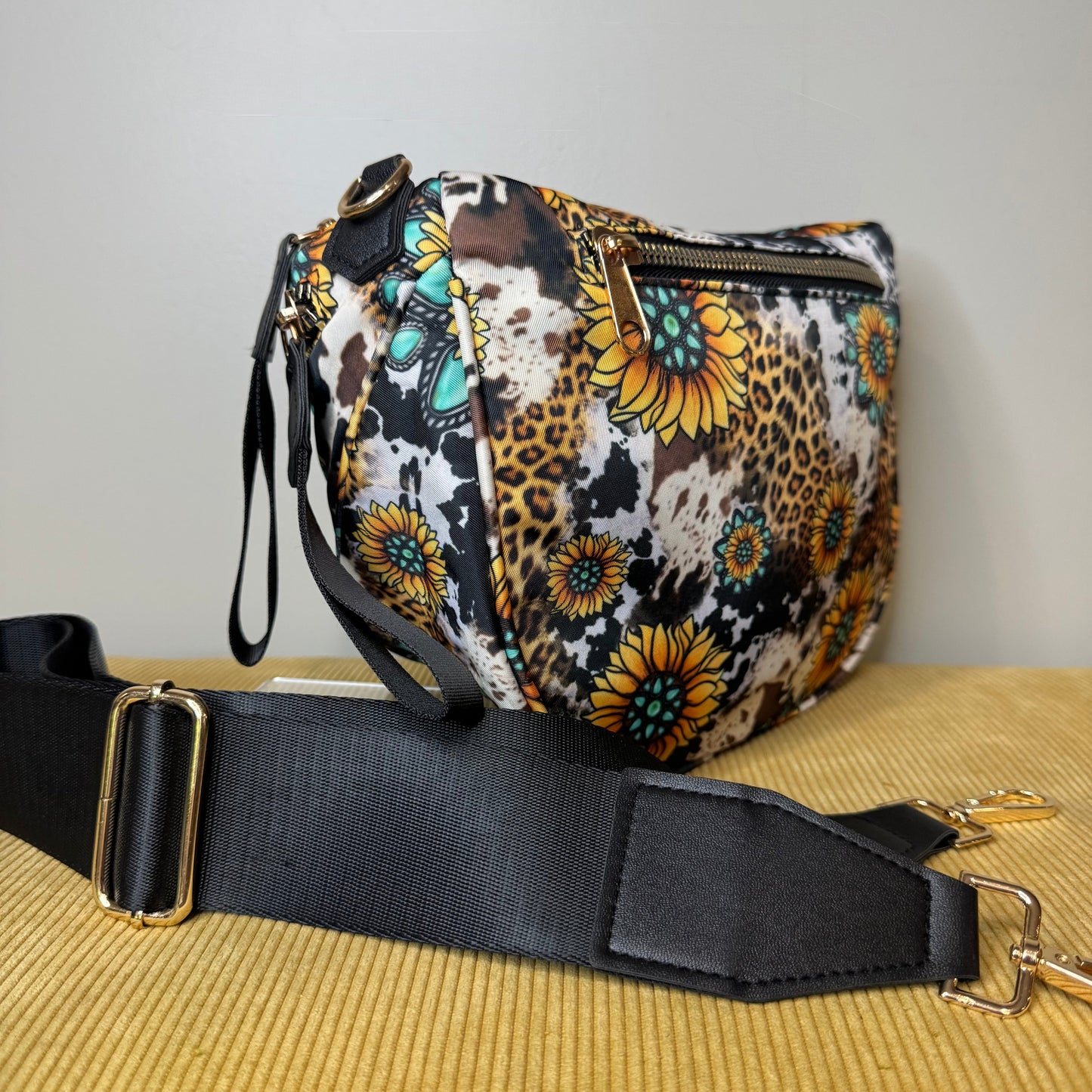 The Roni Nylon Crossbody - Turquoise Sunflower - PREORDER