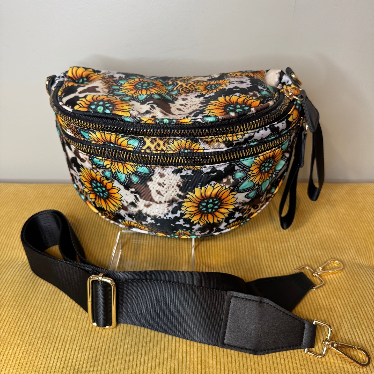 The Roni Nylon Crossbody - Turquoise Sunflower - PREORDER