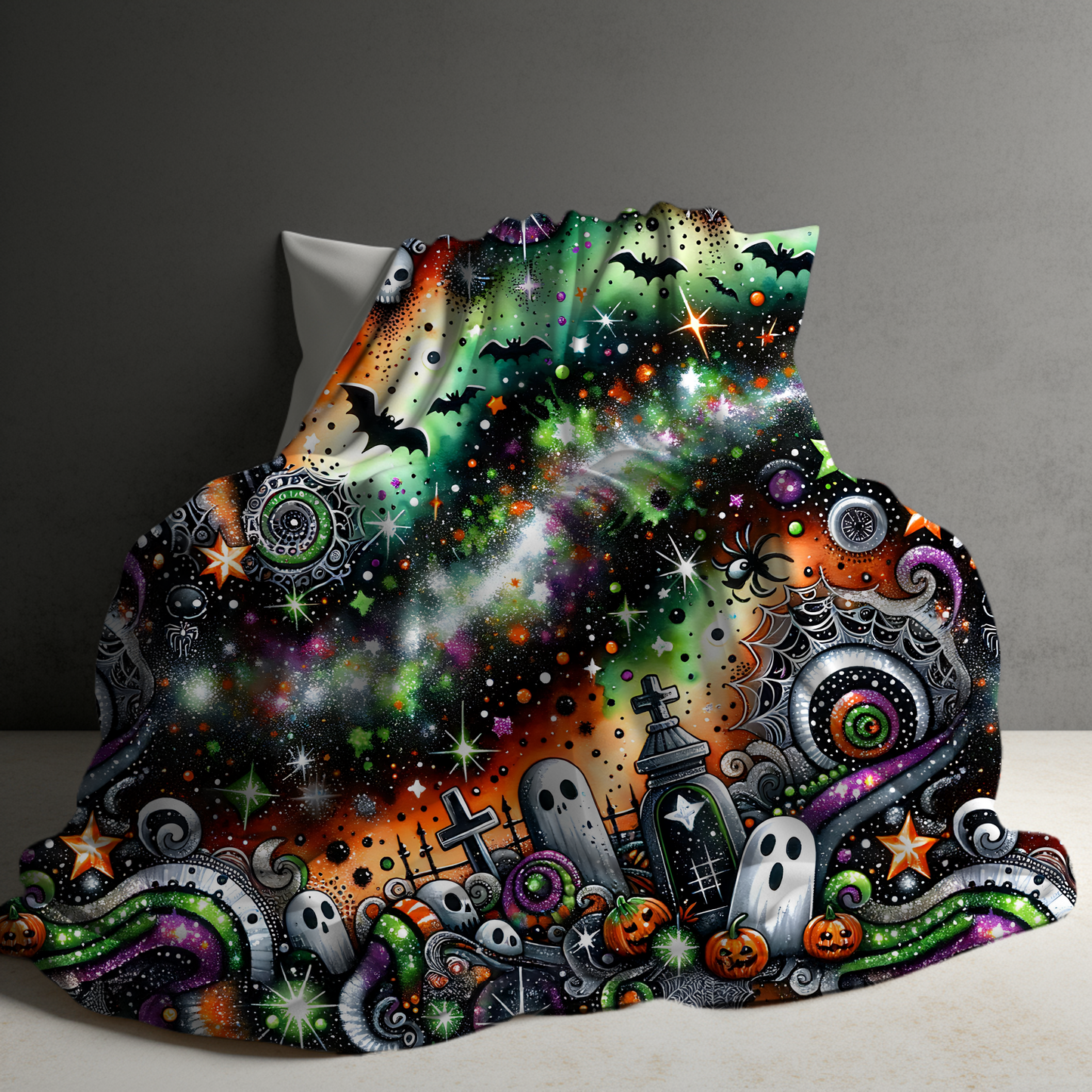 Blanket - Halloween - Green Orange Swirl