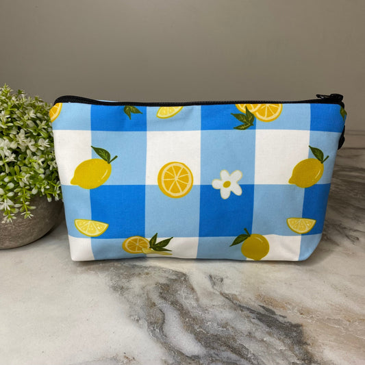 Pouch - Lemon Blue Checkered
