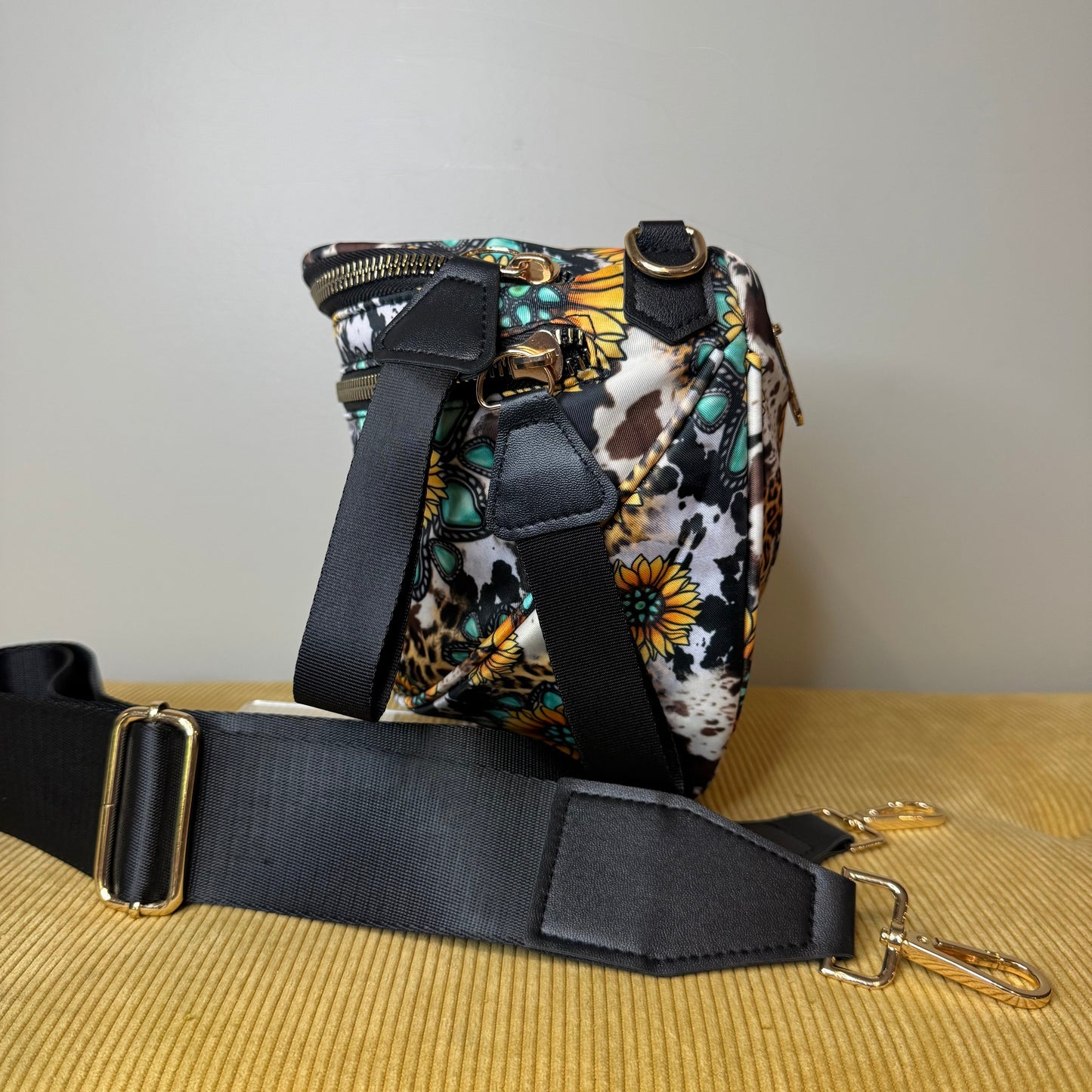 The Roni Nylon Crossbody - Turquoise Sunflower - PREORDER
