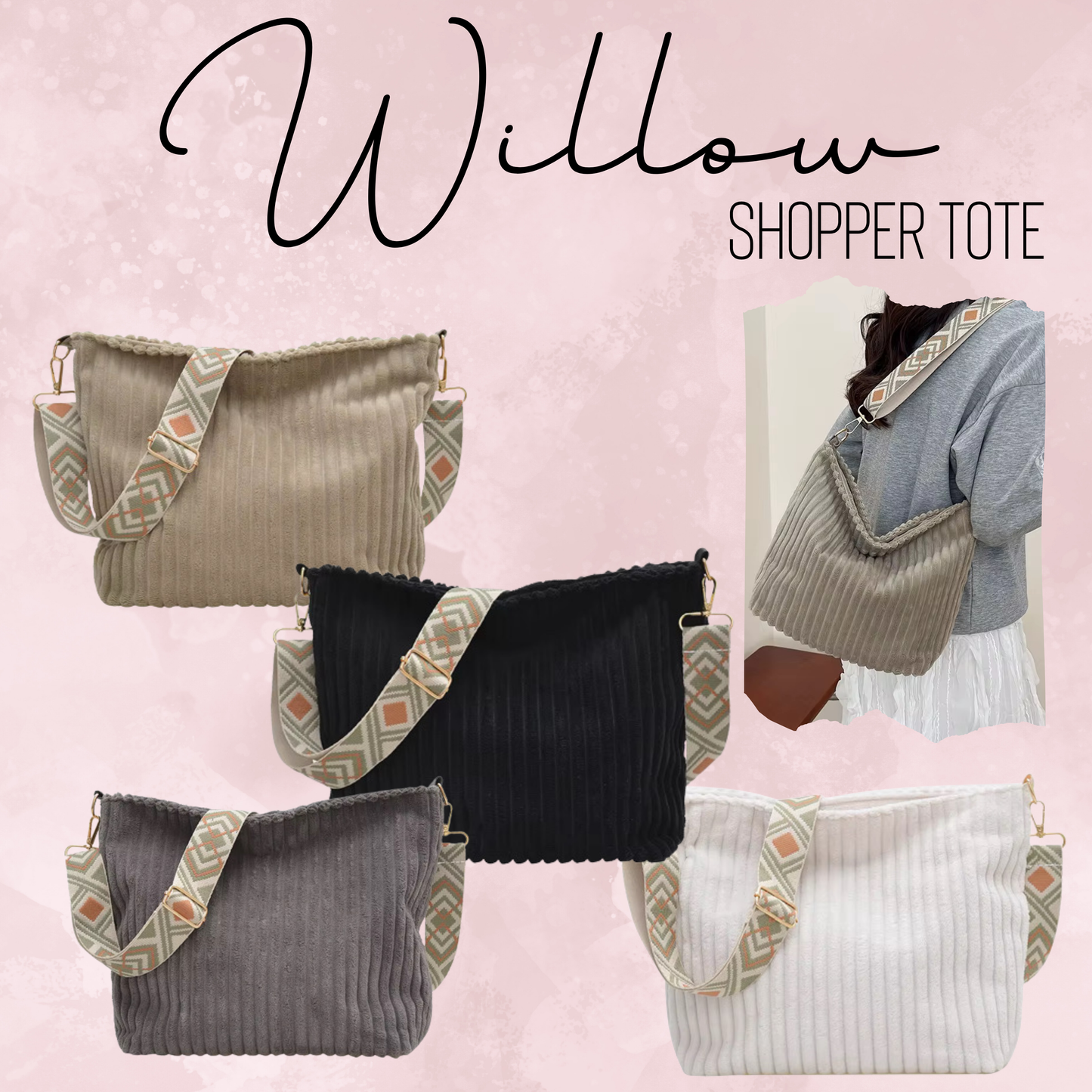 Willow - Corduroy Shopper Purse - PREORDER