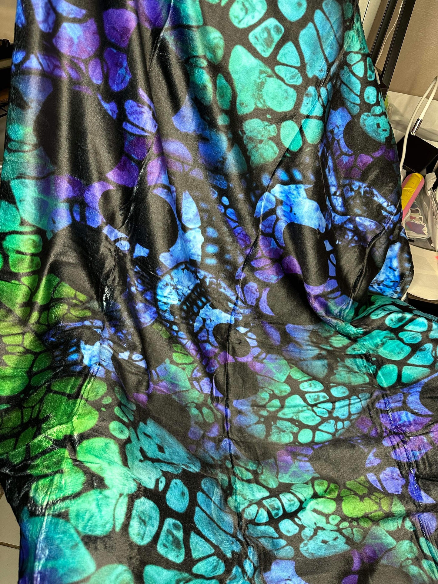 Blanket - Halloween - Blue Green Skulls