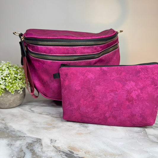 Bundled Set - Roni & Pouch - Maroon Acid Wash