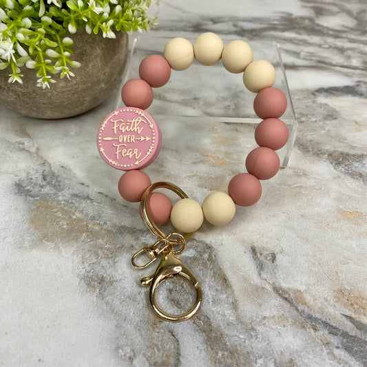Silicone Bracelet Keychain - Religious, Faith Over Fear #1