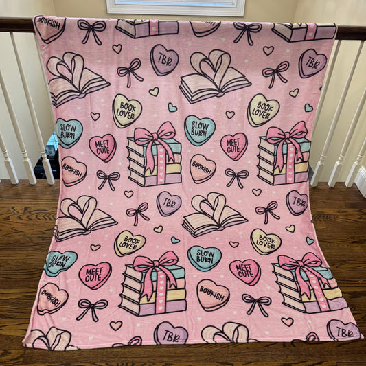 Blanket - Valentine’s Day - Book Hearts Pink