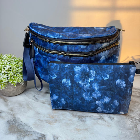 Bundled Set - Roni & Pouch - Blue Denim Floral