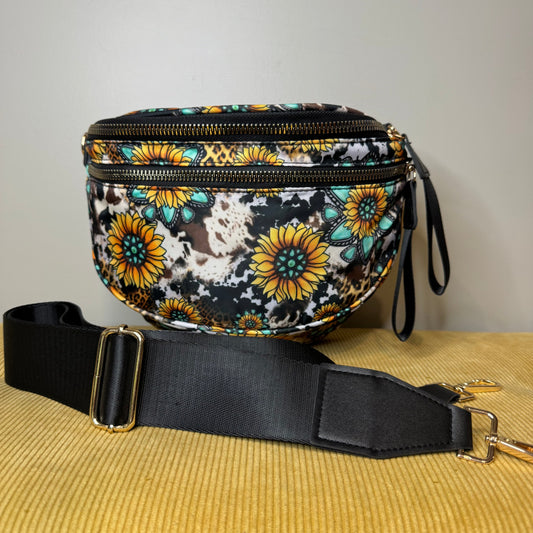 Roni - Nylon Crossbody - Turquoise Sunflower - PREORDER