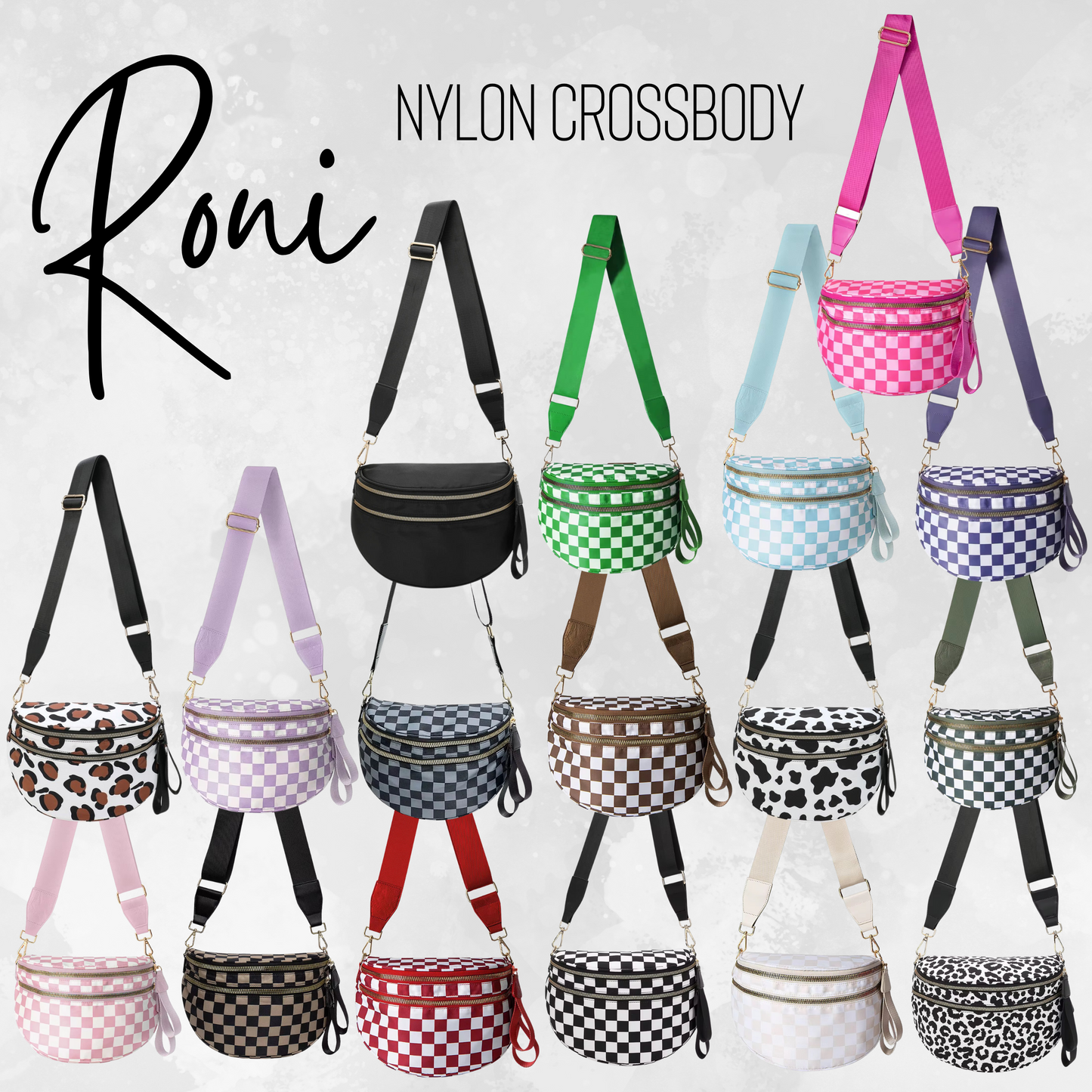 The Roni Nylon Crossbody - Checkered Chocolate